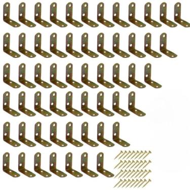 Imagem de Kit Peças Cantoneira L Reforço Moveis 30x30 Parafusos Cadeira Mesa Escrivaninha(50 Cantoneiras + 160 Parafusos)