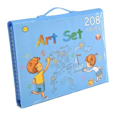 Imagem de Kit De Colorir Para Crianças,208 Peças Materiais De Pintura Portáteis | Estojo de Arte Infantil - Para Viagem Mesa Estúdio Universidade Pré-escola Escola Festa Aniversário Feriado Natal