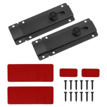 Imagem de PATIKIL Trava de ferrolho de porta deslizante de 9,9 cm, 2 peças de fecho de cadeado de segurança de liga de alumínio com parafusos para janela de porta de banheiro de garagem de celeiro, preto