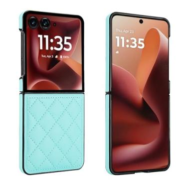 Imagem de Capa para celular Motorola Razr 50 Ultra, couro macio com padrão luxuoso antichoque, capa de telefone fina, estilo moderno (azul)