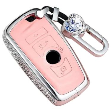 Imagem de Capa luxuosa para chave de carro compatível com BMW F10 F20 F30 F34 F11 F15 F16 1 3 5 7 Series X1 X3 X5 X6 F25 F31 M3 M4 Chave Fob Capa Acessórios(Pink Set 1)