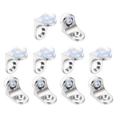 Imagem de PATIKIL Pregos de suporte de prateleira, 10 peças de pinos de prateleira em forma de L de 2,3 mm de espessura com parafusos para prateleiras para armário de cozinha de madeira armário de estante de