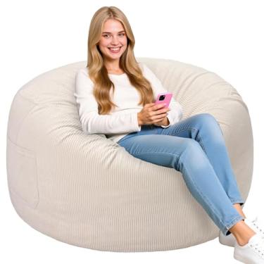 Imagem de Lukeight Puff Cadeira com espuma viscoelástica e capa de veludo cotelê removível para crianças, adolescentes e adultos, sofá aconchegante para sala de estar, poltrona de pufe para jogos, leitura, 2GG