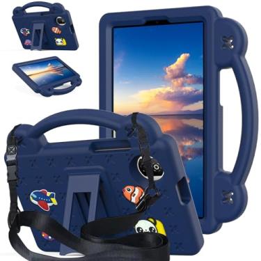 Imagem de AKABEILA Compatível com Honor Pad X7 22.1 cm 2025, capa protetora universal leve à prova de choque com alça de ombro e alça de suporte, azul marinho