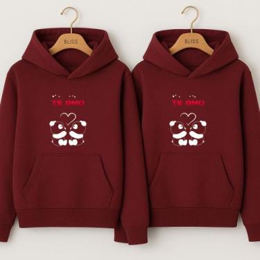 Imagem de Moletom Canguru Panda Apaxionada Te Amo Blusa De Frio Fofo Para Amigos