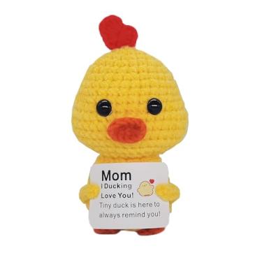 Imagem de Presentes de aniversário, Dia das Mães da Filha da Filha, Mini Pato de Crochê Feito à Mão Presentes para Mamãe Sogra Bônus Madrasta, Presente Engraçado Eu te Amo Mãe Presente Apoio Emocional Decoração