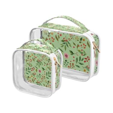 Imagem de xigua Bolsa de maquiagem de folhas de aquarela para mulheres, bolsa de cosméticos de viagem, bolsa de higiene portátil à prova d'água para viagens, férias, organização de banheiro