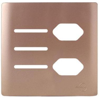 Imagem de Placa Para 3 Teclas + 2 Tomadas 4X4 - Novara Ouro Rose