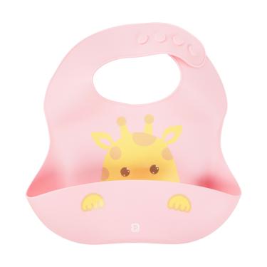 Imagem de Babador de Silicone Bebê Ajustável Rosa Girafa - Pimpolho