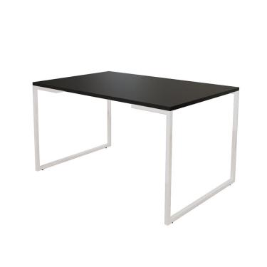 Imagem de Mesa De Jantar Industrial Base Ferro Branco Tampo 137X90 Preto Cor: Preto