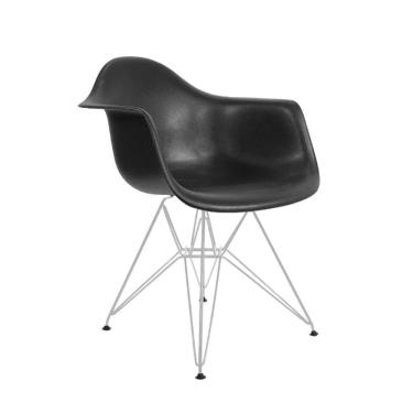 Imagem de Poltrona Eames Eiffel Preta Com Braço Daw Ferro Branco Preto