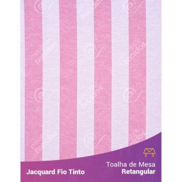Imagem de Toalha Retangular em Tecido Jacquard Rosa Bebê e Branco Listrado Fio T