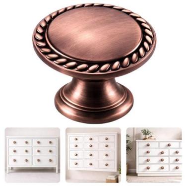 Imagem de Puxador Botão Redondo Cobre Fosco Escovado Envelhecido Retrô Provençal