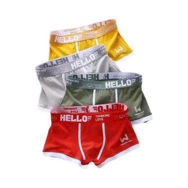 Imagem de Cuecas Boxer Masculinas De Algodão 4 Peças 2024 Confortáveis Respiráve