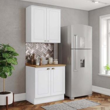 Imagem de Cozinha Modulada 2 Peças com Tampo em MDF Americana Henn, Branco/Natur