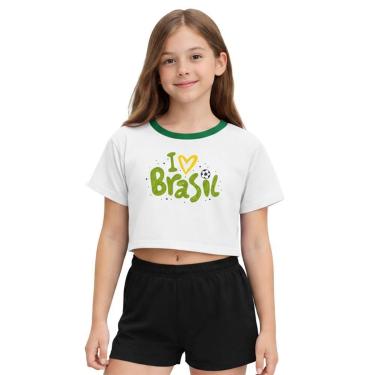 Imagem de Camiseta Cropped Adulto Look Jeans I Love Brasil - P - MARINHO-Feminino
