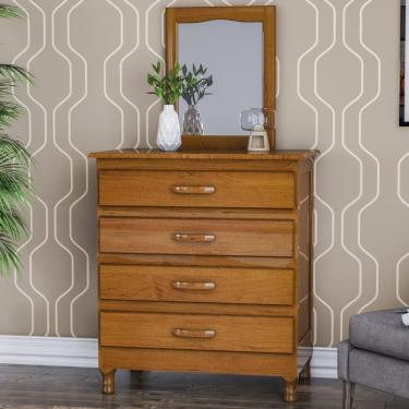 Imagem de Cômoda Quarto 82cm Madeira Com Espelho 4 Gavetas Carl Imbuia Z25 - Mpozenato