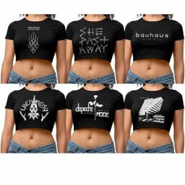 Imagem de Kit 6 Blusas Cropped - Bandas de Rock - Gótico - Alternativo-Feminino