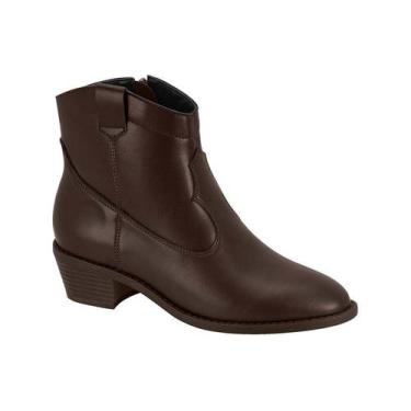 Imagem de Bota Moleca Country Cano Curto Marrom Com Salto Bloco Cafe, Cafe, 36