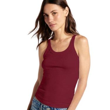 Imagem de Regata Ribana Canelada Hering Básica Slim Feminina N1TE, Vinho, P