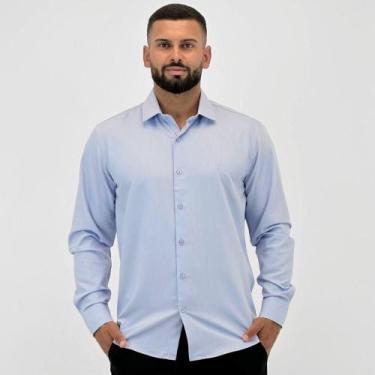 Imagem de Camisa Arrow Fibra de Bambu Slim Manga Longa Masculina, 6, Azul claro