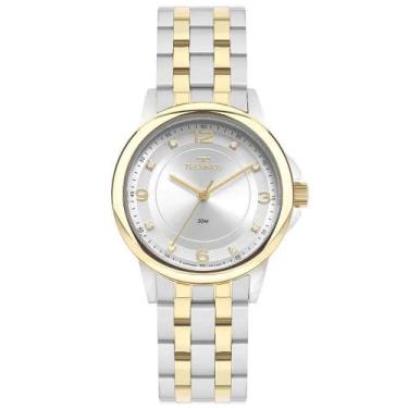 Imagem de Relogio Technos feminino pequeno prata dourado classico strass luxo 20