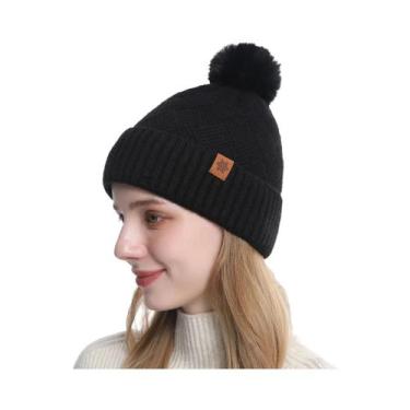 Imagem de Gorro De Malha Unissex Com Forro De Lã, Quente Para O Inverno, Conjunt