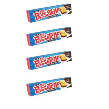 Imagem de Kit 04 Biscoito Passatempo Nestlé Recheado De Chocolate 130G