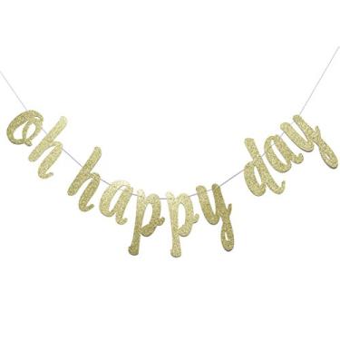 Imagem de JustParty Faixa de Glitter Ouro Feliz Dia – Aniversário – Casamento – Revelação de Gênero/Anúncio de Chá de bebê/aposentadoria/Artigos de Festa de Parabéns