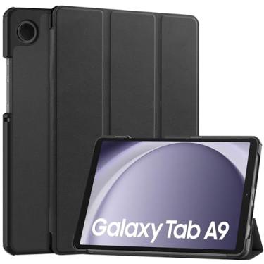 Imagem de Capa protetora para tablet Compatível com Samsung Galaxy Tab A9 Case SM-X110 8,7 polegadas Case Tri-Fold Smart Tablet Case, Capa protetora leve Hard PC Back Shell Slim Case Multi-View Angles, Auto Wak