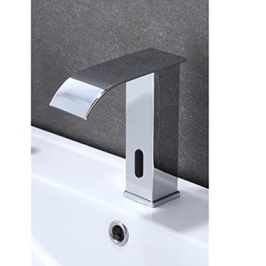 Imagem de Torneira de lavatório com sensor inteligente Torneira de lavatório com sensor automático em cascata Torneira de banheiro Torneira de pia de banheiro Torneira de lavatório,Cromado curto A,1