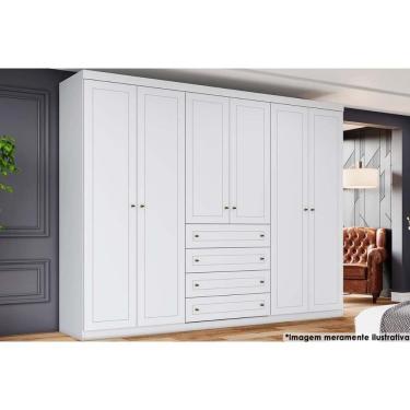 Imagem de Guarda Roupa Casal 6 Portas e 4 Gavetas Americano Branco - Henn
