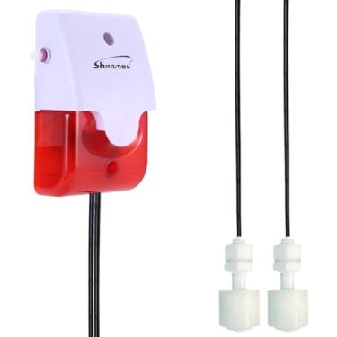 Imagem de Alarme detector de nível de água alto/baixo sensor de nível de água 120 dB sirene estroboscópica vermelha, volume de alarme ajustável, sensor de vazamento de água de reservatório, cabo de sonda de 5 metros, adequado para tanque de água/aquário, piscina/porão