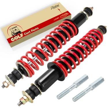 Imagem de Roykaw Kit de amortecedor dianteiro/traseiro para carrinho de golfe para serviço pesado compatível com EZGO TXT/Medalist 1994-acima modelos elétricos e gás, 2 pacotes, OEM # 70928-G01, 76418-G01, 70630-G01-Vermelho