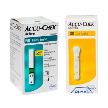 Imagem de 50 Tiras Reagentes Accu Chek Active + 25 Lancetas Softclix - Accu-Chek