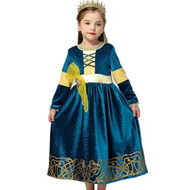 Imagem de BIBIHOU Brave Princess Merida Costume Kids Dress up Birthday Carnaval Party Classic Costume 9T