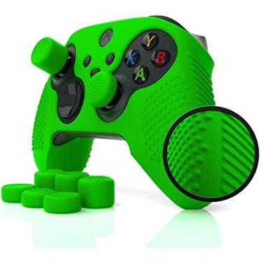 Imagem de Foamy Lizard SeriesPro Controller Skin for Xbox Series X & S Protector Ergonomic Soft Studded Anti-Slip Silicone Rubber Gel Grip Case, 1 Cover + 8 Raised Thumb Grip Caps (NOT for Elite 1/2) (Green)