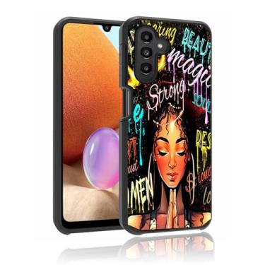 Imagem de BFRKXOCK Capa para Galaxy A13 5G, à prova de choque, antiarranhões, capa de armadura híbrida de camada dupla para Samsung Galaxy A13 5G, mulheres afro-americanas, menina negra afro-americana com coroa