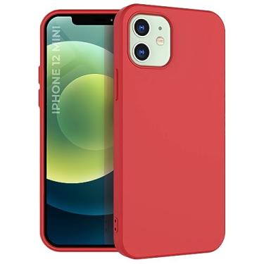Imagem de MOTIVE Capa de silicone líquido para iPhone 12 Mini, capa fina à prova de choque, forro macio antiarranhões, capas coloridas para iPhone 12 Mini 5,4 polegadas, vermelho | Base