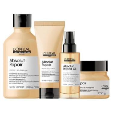 Imagem de Kit L'Oréal Pro Serie Expert Absolut Repair Gold Quinoa - Shampoo e Condicionador e Máscara e Óleo-Unissex