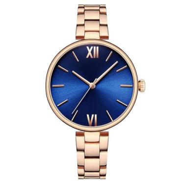 Imagem de Relógios femininos estreitos de aço inoxidável, pulseira de quartzo, relógios de pulso ultrafinos, Azul-rosa, 30mm, Relógio de quartzo