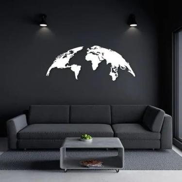 Imagem de Escultura Parede Mapa Mundi Globo 250x98 Branca