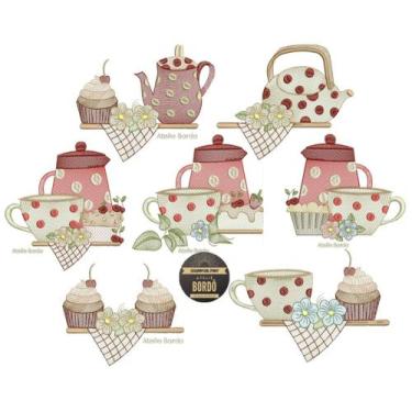 Imagem de 7 Matrizes de Bordado para máquina de bordar eletrônica Bules e Xícara