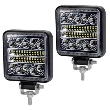 Imagem de Par Farol de Milha LED Quadrado 102w Carro Moto Caminhão Agrícola Off 