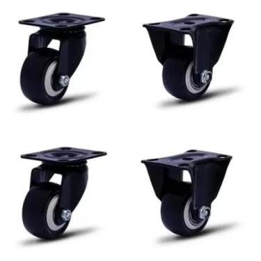 Imagem de Rodizio Black Para Móveis Roda Preta Kit Glb 210 E Flb - Movifacil