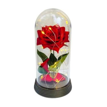 Imagem de Luminária A Rosa Encantada A Bela E A Fera Ouro 20 Cm Verm - Amor Lind
