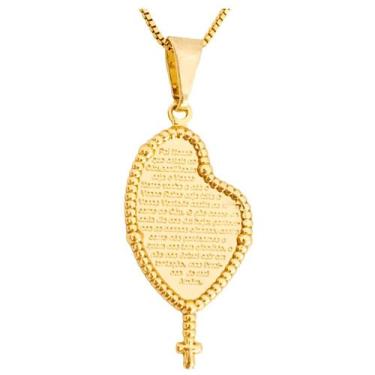 Imagem de Colar Cordão Feminino Pingente Terço Religioso Pai Nosso Banhado a Our