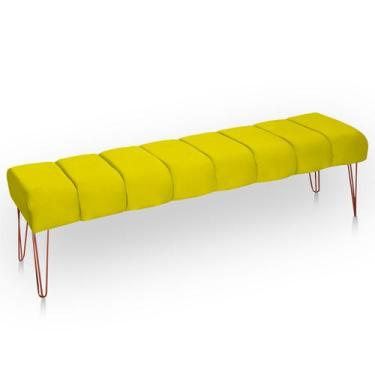 Imagem de Recamier Estofada Casal Queen Luxo Veludo - Bem Rylex, Amarelo