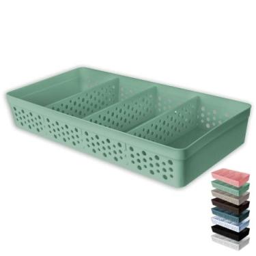 Imagem de Cesto Organizador Armário Gaveta Lavanderia Trama Rattan 33x17 c/ 3 Di