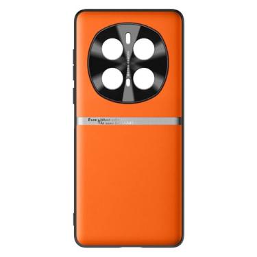 Imagem de POYUFRG Capa ultrafina para Honor Magic 7 Pro/7, capa de proteção de lente de couro com tudo incluído, capa macia à prova de choque para negócios, laranja, 7pro
